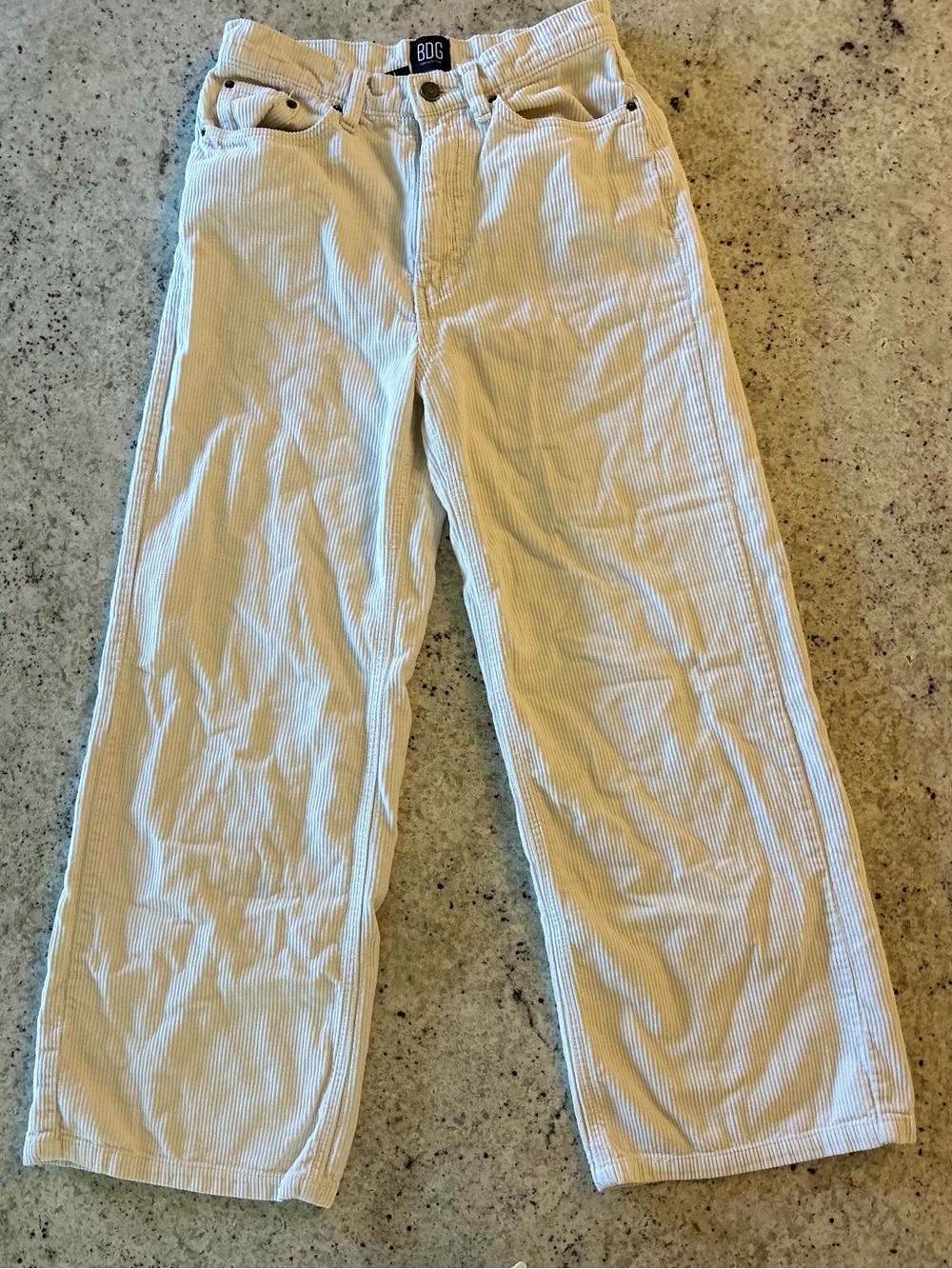BDG High-Waist Wide-Leg Corduroy Pants in Off-White